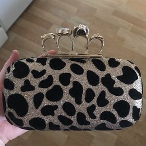 Brass Knuckles Leopard Clutch